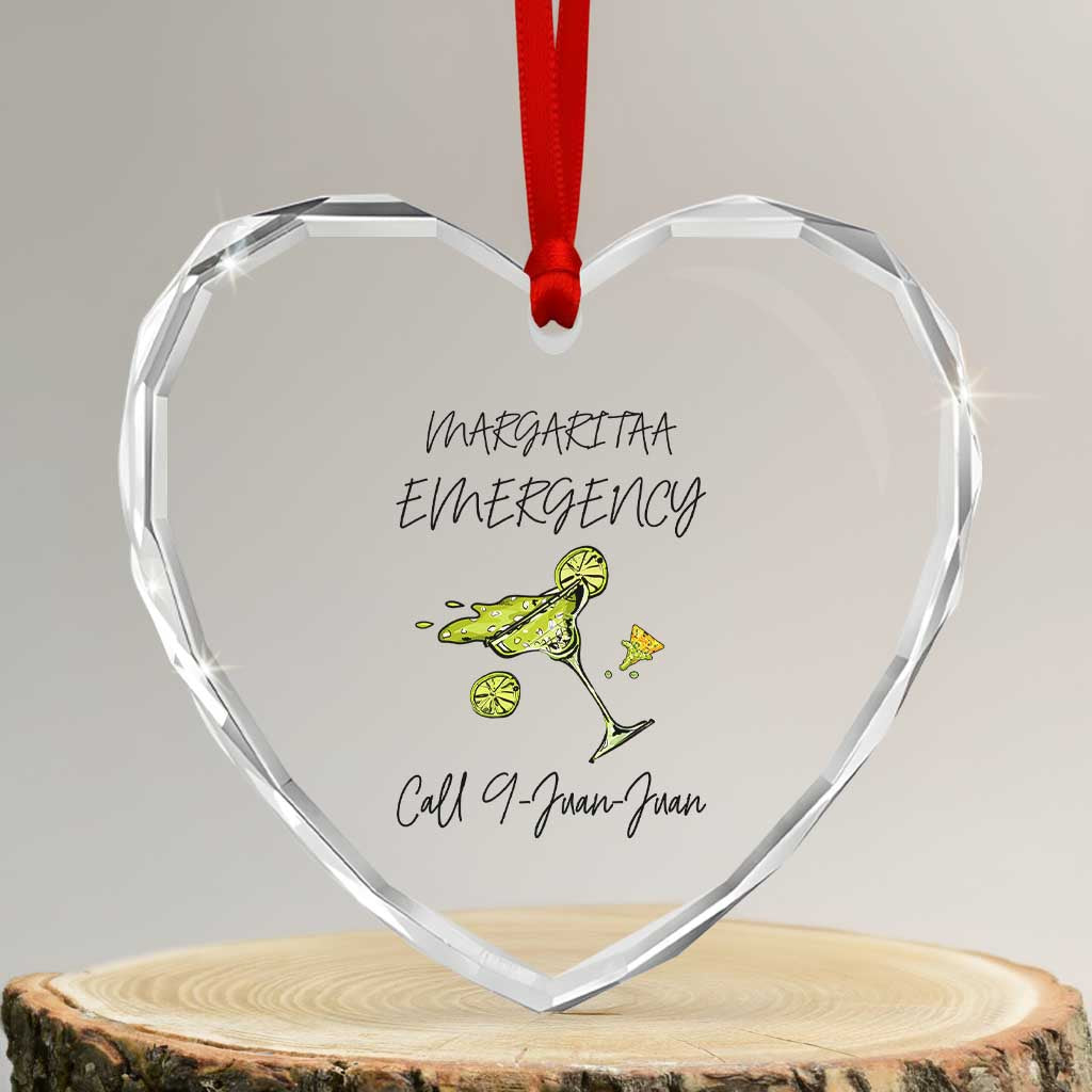 Margarita Emergency Mexican Fiesta Heart Crystal Glass Ornament Funny Cinco de Mayo TS14 Transparent Glass 3'' Heart Print Your Wear