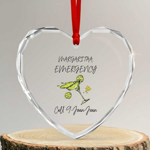 Margarita Emergency Mexican Fiesta Heart Crystal Glass Ornament Funny Cinco de Mayo TS14 Transparent Glass 3'' Heart Print Your Wear