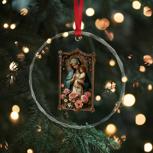 Marian Catholic Ave Maria Crystal Glass Ornament Blessed Mother Mary Hail Vintage Aesthetic TS09 Print Your Wear