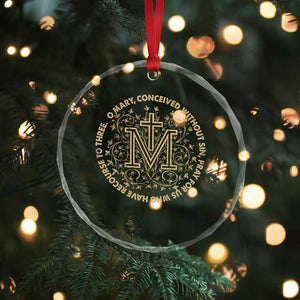 Marian Catholic Ave Maria Crystal Glass Ornament Miraculous Medal Blessed Mother Mary Hail TS09 Print Your Wear