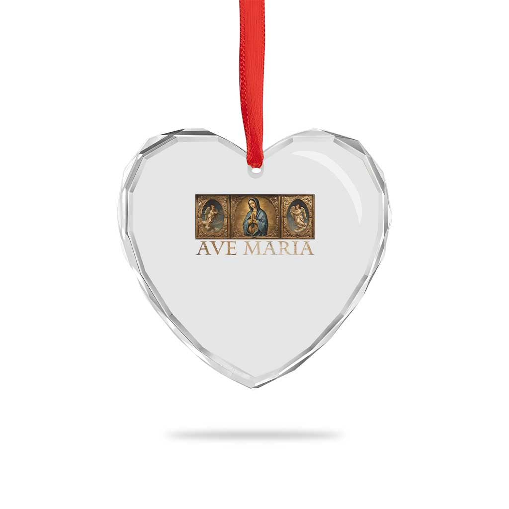 Marian Catholic Ave Maria Heart Crystal Glass Ornament Vintage Aesthetic Blessed Mother Mary Hail TS09 Print Your Wear