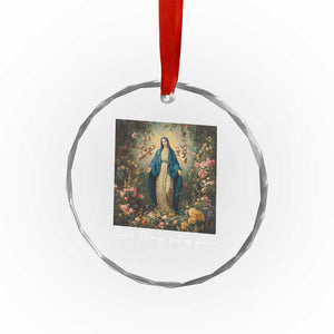Marian Catholic Crystal Glass Ornament Hail Mary Full Of Grace Blessed Virgin Mary Floral TS10 Print Your Wear