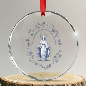 Marian Catholic Crystal Glass Ornament Virgin Mary Catholic Floral Women Religious TS10 Transparent Glass 3'' Circle Print Your Wear