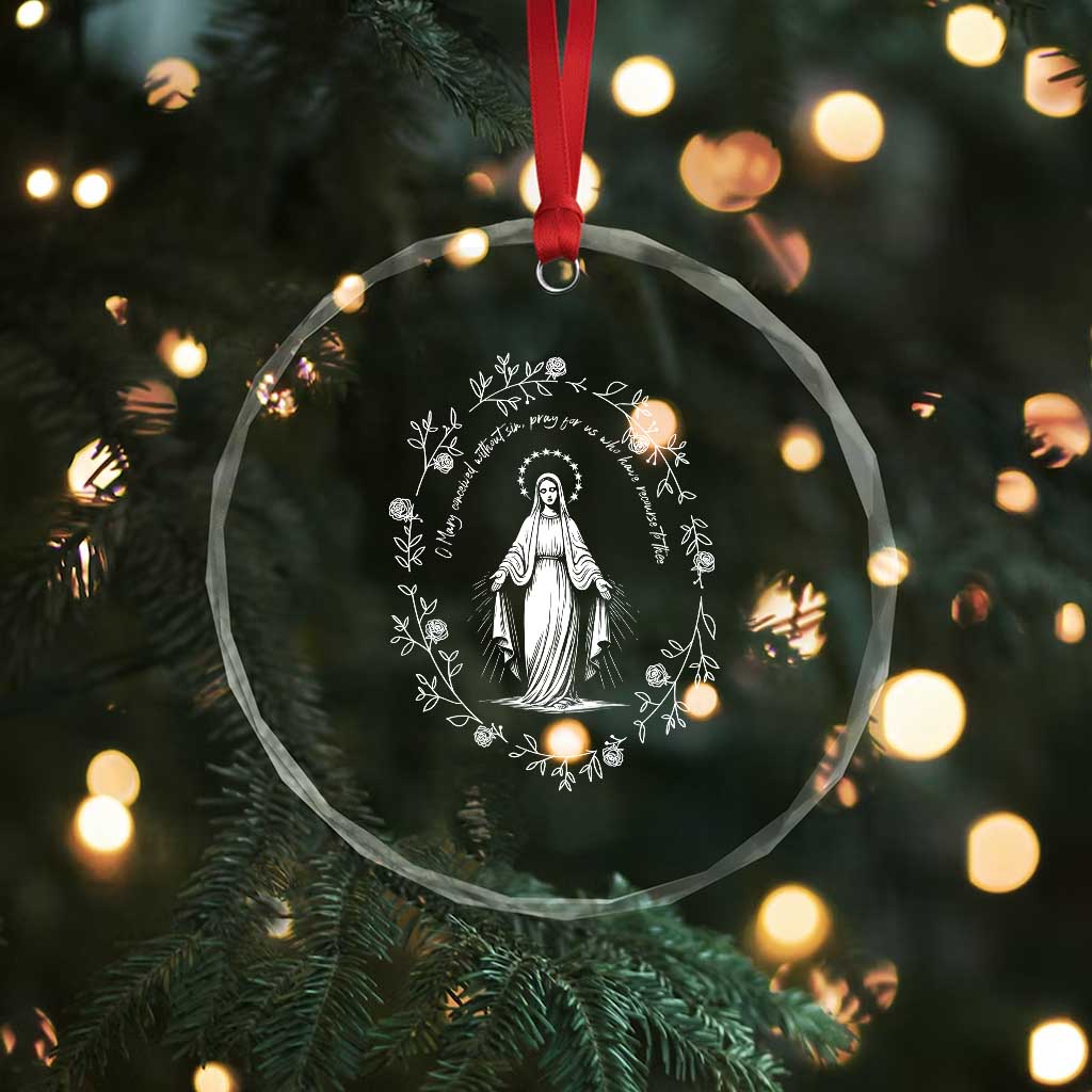 Marian Catholic Crystal Glass Ornament Virgin Mary Floral Women Religious Catholic Gift TS10 Print Your Wear
