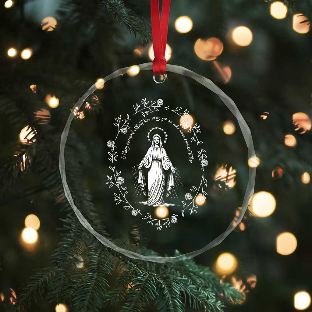 Marian Catholic Crystal Glass Ornament Virgin Mary Floral Women Religious Catholic Gift TS10 Print Your Wear