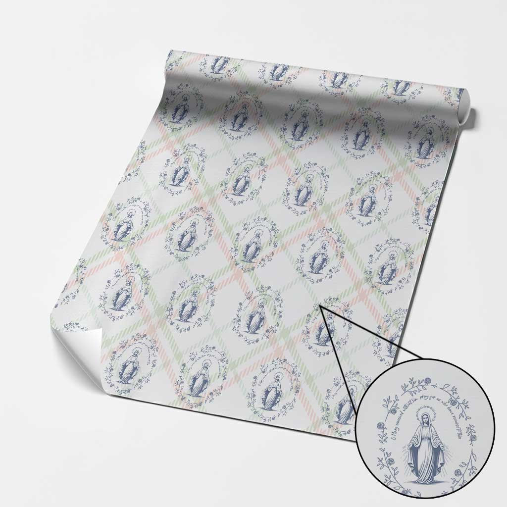 Marian Catholic Wrapping Paper Roll Virgin Mary Catholic Floral Women Religious TS10 Christmas Plaid Print Your Wear
