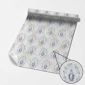 Marian Catholic Wrapping Paper Roll Virgin Mary Catholic Floral Women Religious TS10 Christmas Plaid Print Your Wear