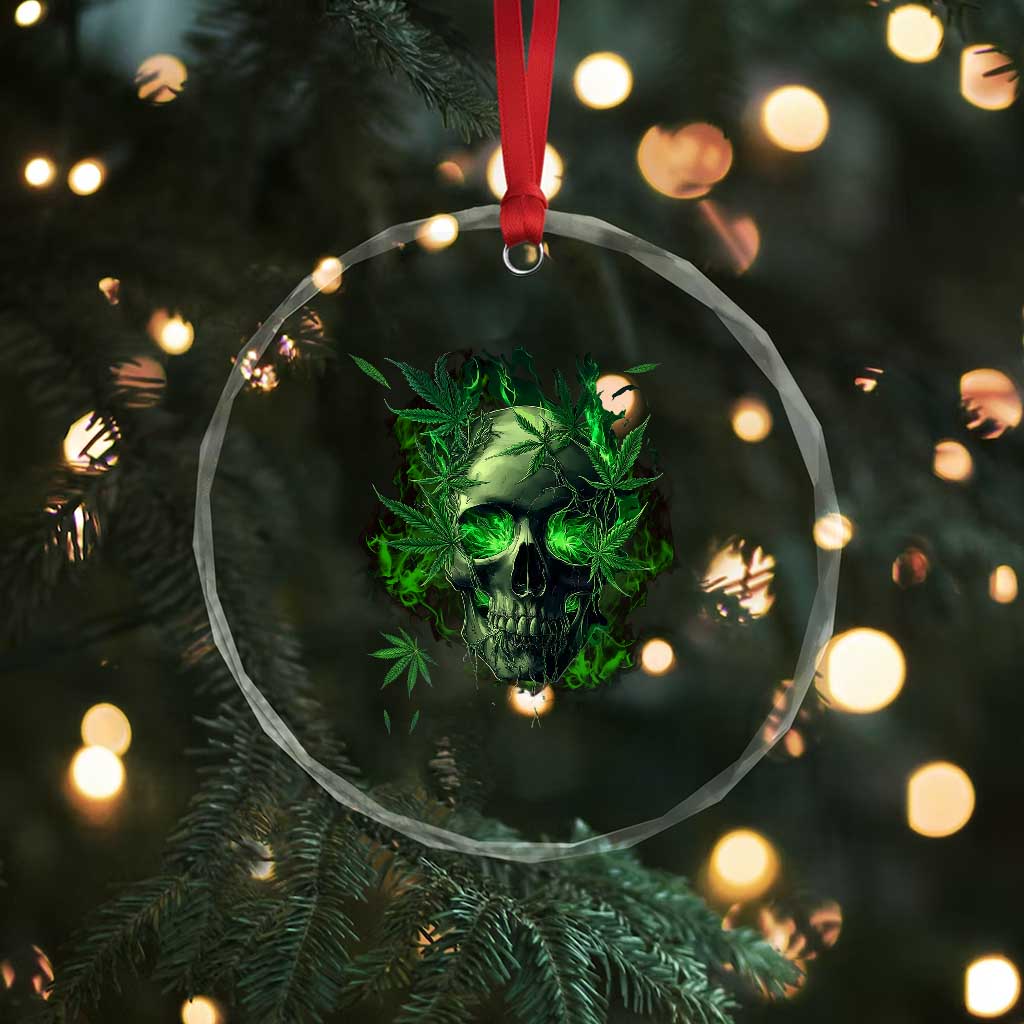 Marijuana Skull Crystal Glass Ornament Smoke Weed Cannabis 420 Pot Leaf TS02 Print Your Wear