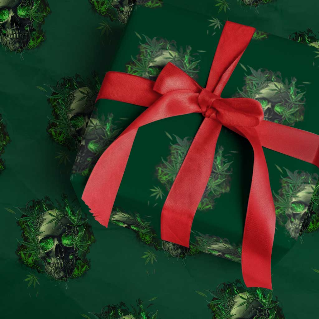 Marijuana Skull Wrapping Paper Roll Smoke Weed Cannabis 420 Pot Leaf TS02 Green Print Your Wear