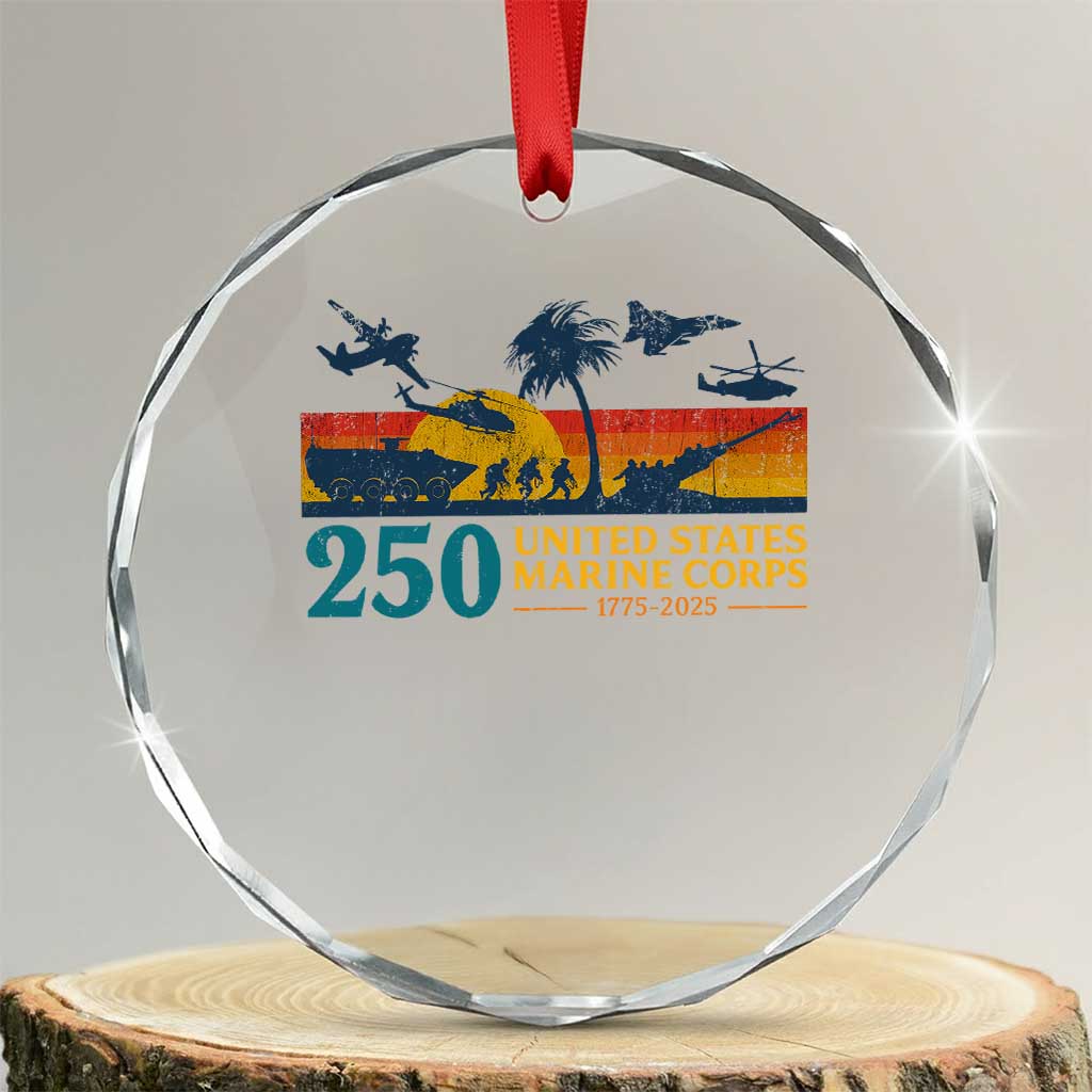 Marine 250th Anniversary Crystal Glass Ornament Patriotic Military Gift for Veterans TS10 Transparent Glass 3'' Circle Print Your Wear