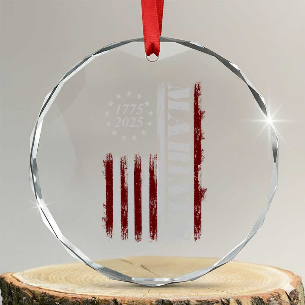 Marine 250th Anniversary Crystal Glass Ornament Retro Patriotic Military Veteran Gift American Flag TS10 Transparent Glass 3'' Circle Print Your Wear