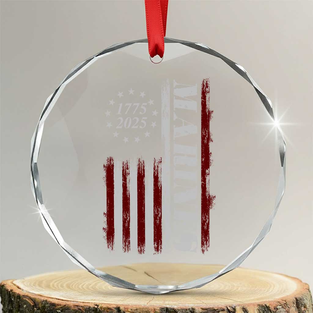 Marine 250th Anniversary Crystal Glass Ornament Retro Patriotic Military Veteran Gift American Flag TS10 Transparent Glass 3'' Circle Print Your Wear