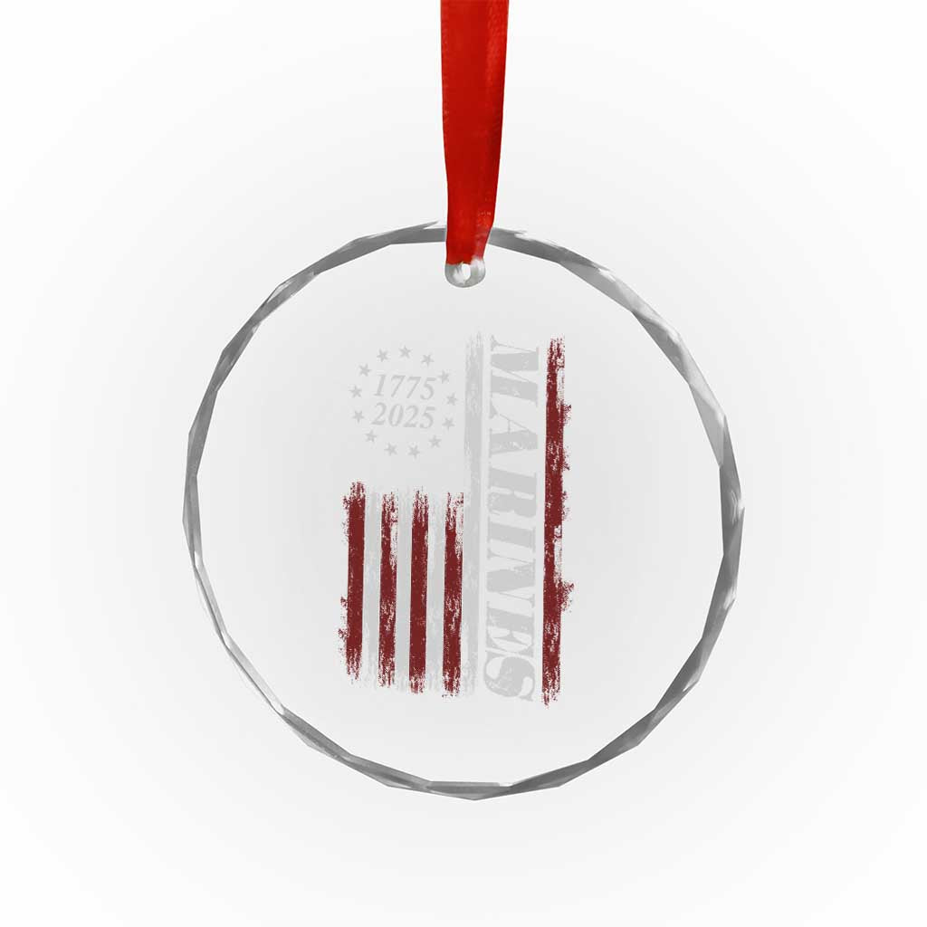 Marine 250th Anniversary Crystal Glass Ornament Retro Patriotic Military Veteran Gift American Flag TS10 Print Your Wear