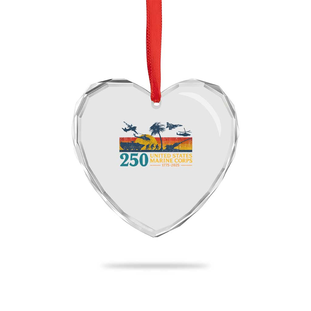 Marine 250th Anniversary Heart Crystal Glass Ornament Patriotic Military Gift for Veterans TS10 Print Your Wear