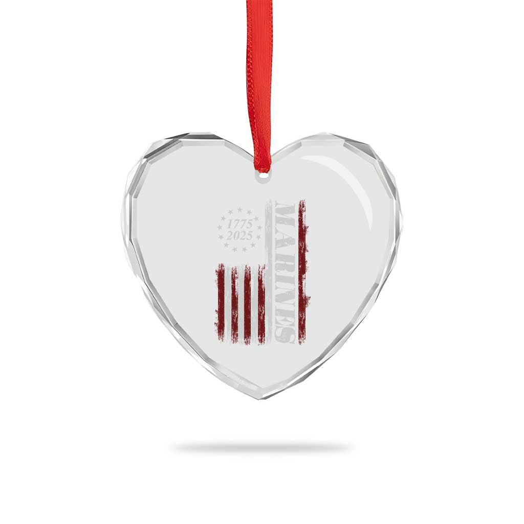 Marine 250th Anniversary Heart Crystal Glass Ornament Retro Patriotic Military Veteran Gift American Flag TS10 Print Your Wear