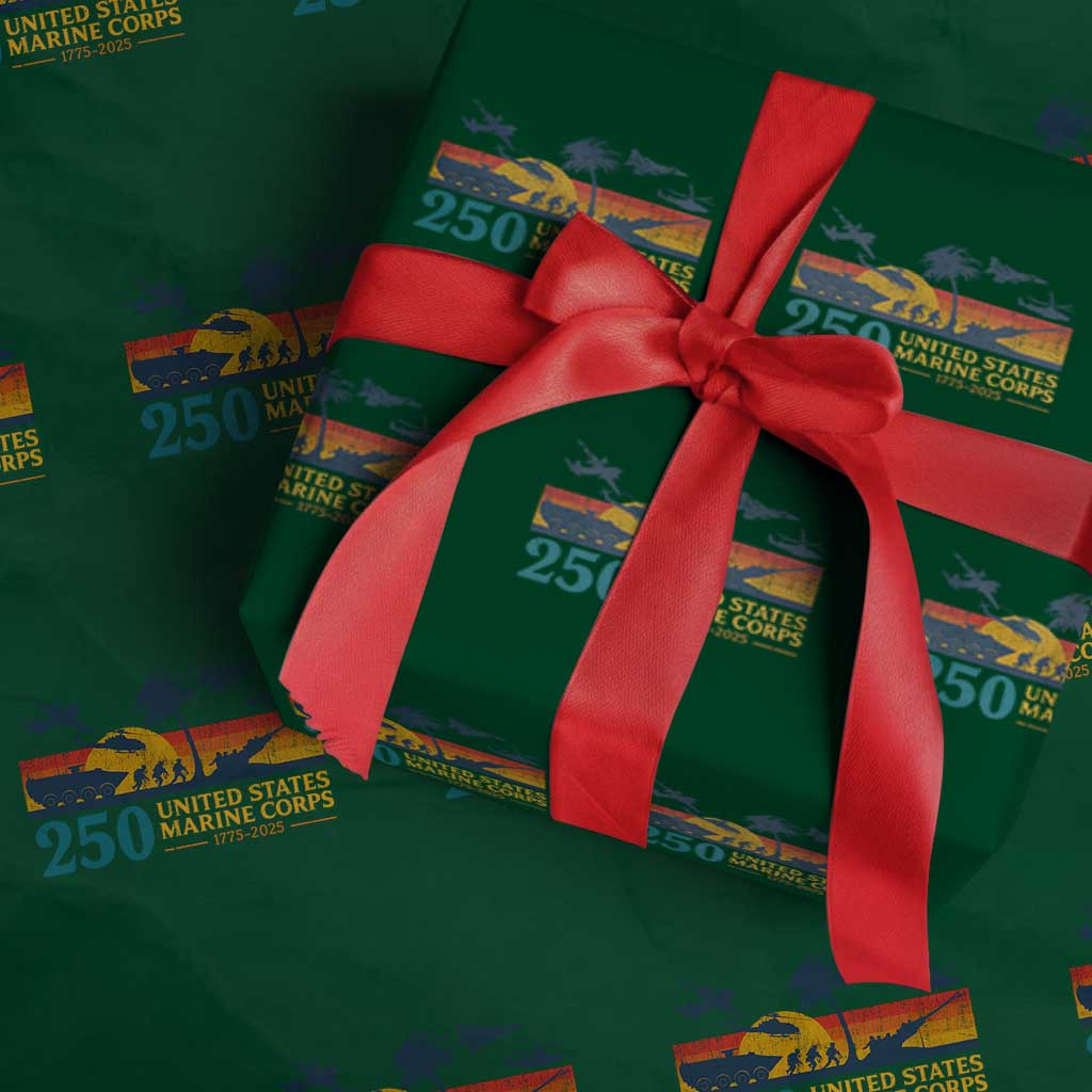Marine 250th Anniversary Wrapping Paper Roll Patriotic Military Gift for Veterans TS10 Green Print Your Wear