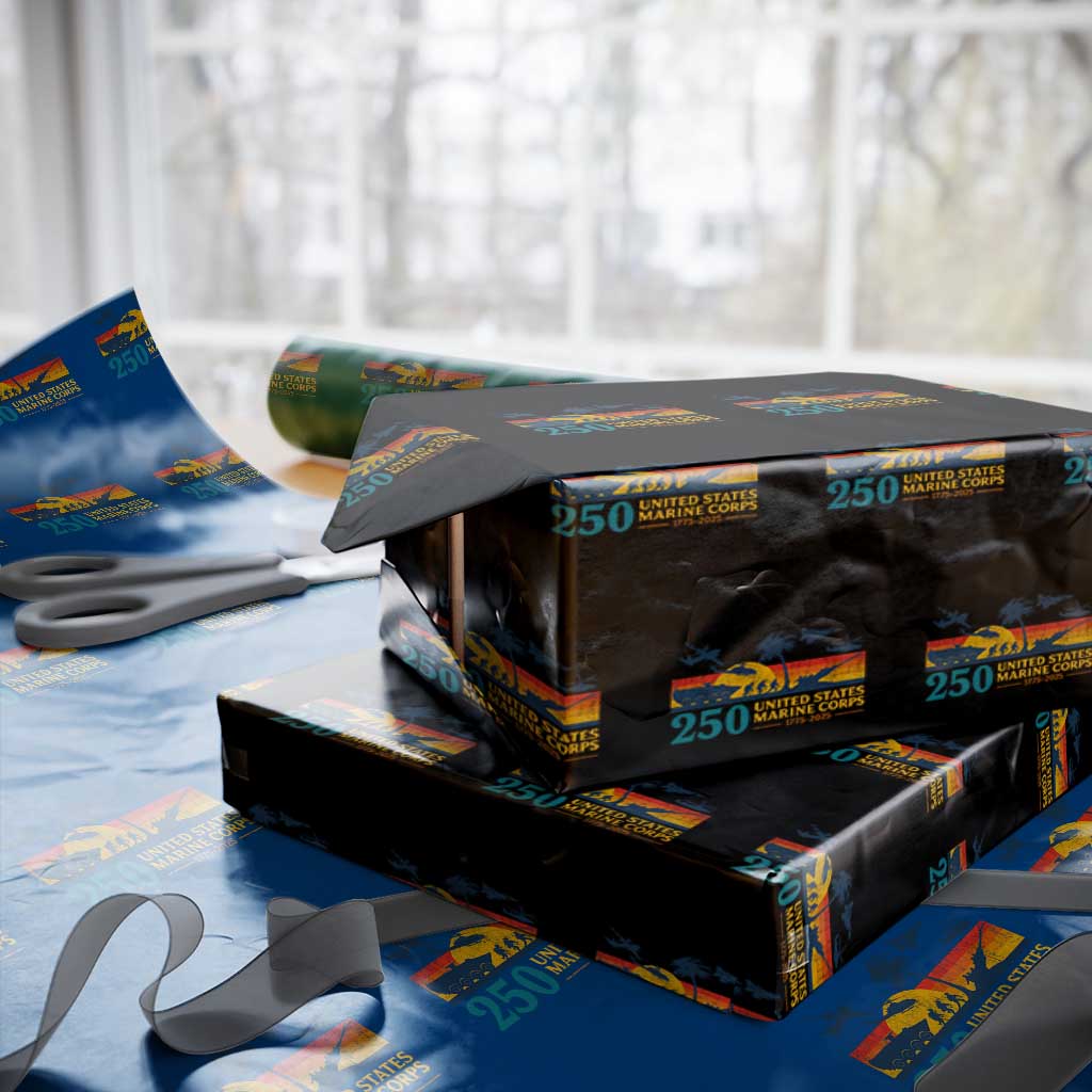 Marine 250th Anniversary Wrapping Paper Roll Patriotic Military Gift for Veterans TS10 Black Print Your Wear