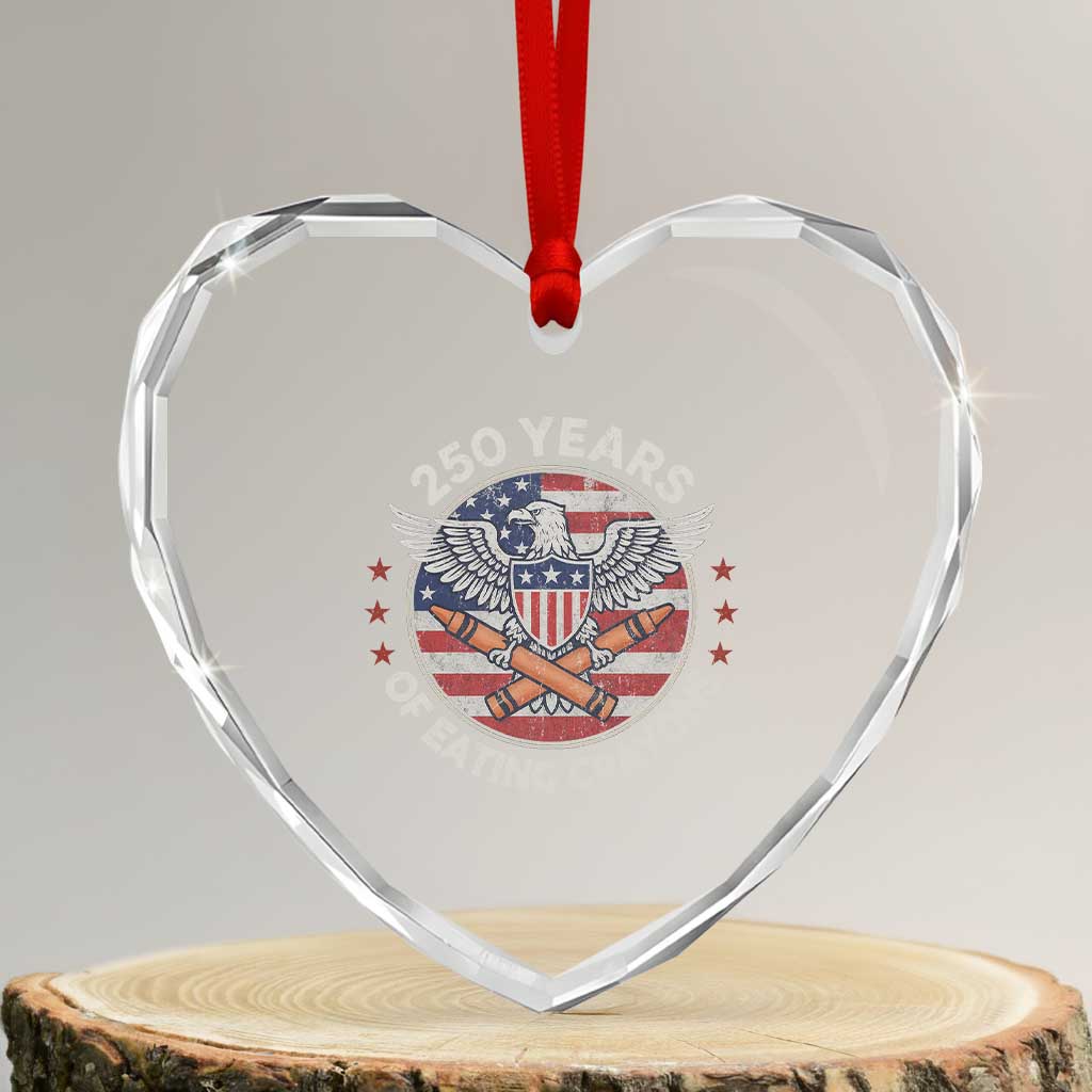 Marine Veteran 250 Years Of Eating Crayons Heart Crystal Glass Ornament American Flag TS11 Transparent Glass 3'' Heart Print Your Wear