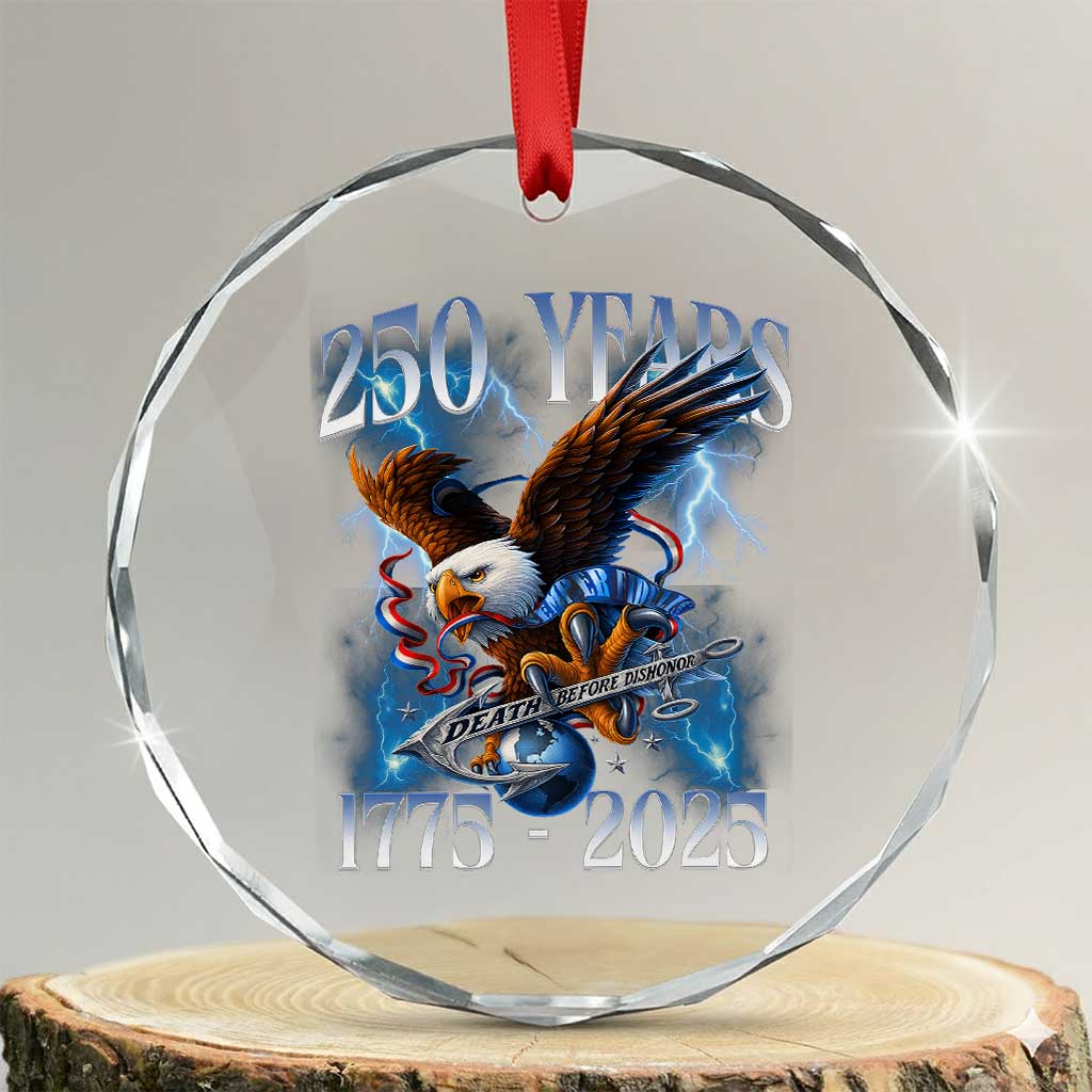 Marine Veteran 250th Anniversary Crystal Glass Ornament Eagle Patriotic Military Gift for Marines Veterans TS10 Transparent Glass 3'' Circle Print Your Wear