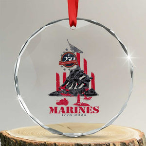 Marine Veteran 250th Anniversary Crystal Glass Ornament Retro Military Corps American Flag TS10 Transparent Glass 3'' Circle Print Your Wear