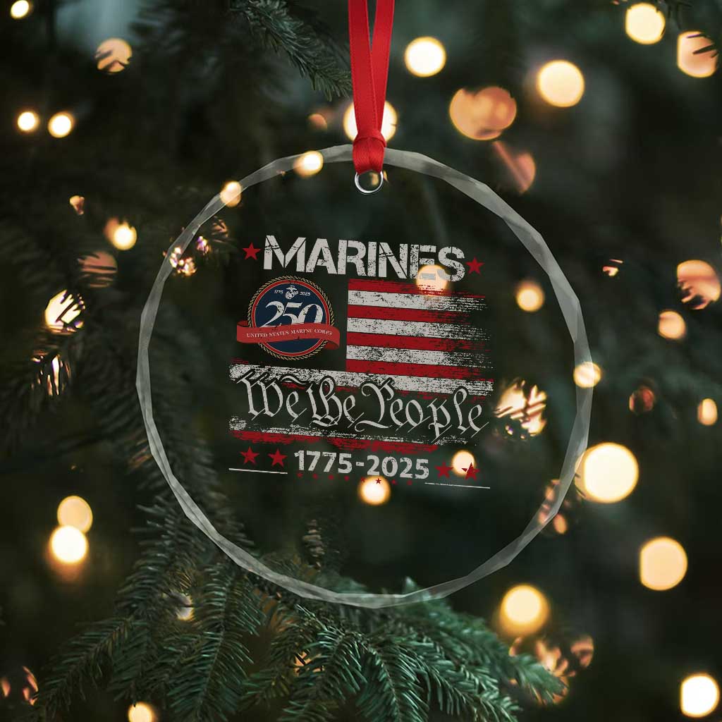 Marine Veteran 250th Anniversary Crystal Glass Ornament Retro Patriotic Military Gift American Flag TS10 Print Your Wear