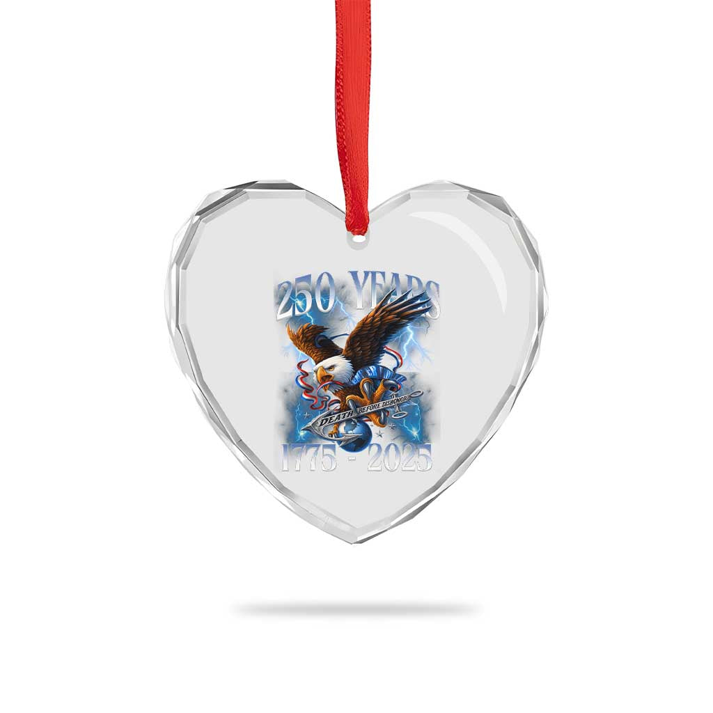 Marine Veteran 250th Anniversary Heart Crystal Glass Ornament Eagle Patriotic Military Gift for Marines Veterans TS10 Print Your Wear
