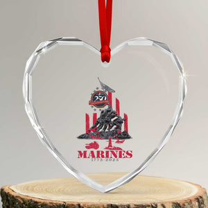 Marine Veteran 250th Anniversary Heart Crystal Glass Ornament Retro Military Corps American Flag TS10 Transparent Glass 3'' Heart Print Your Wear