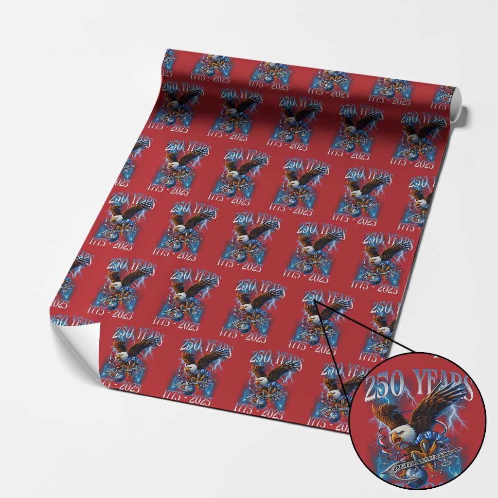 Marine Veteran 250th Anniversary Wrapping Paper Roll Eagle Patriotic Military Gift for Marines Veterans TS10 Red Print Your Wear