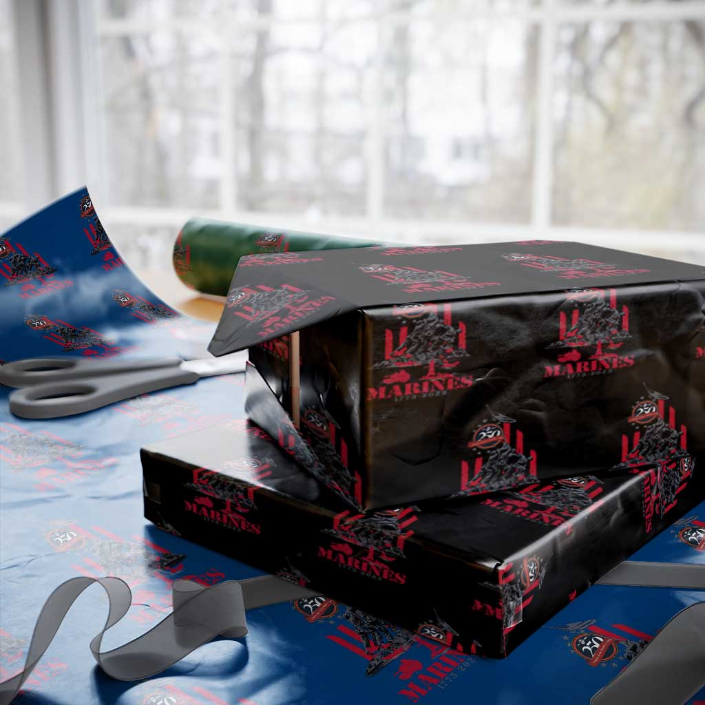 Marine Veteran 250th Anniversary Wrapping Paper Roll Retro Military Corps American Flag TS10 Black Print Your Wear