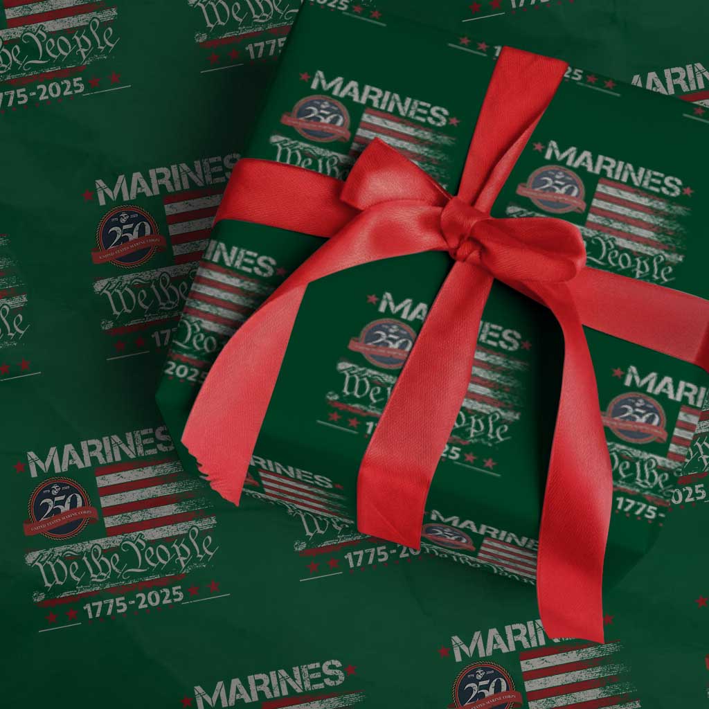 Marine Veteran 250th Anniversary Wrapping Paper Roll Retro Patriotic Military Gift American Flag TS10 Green Print Your Wear