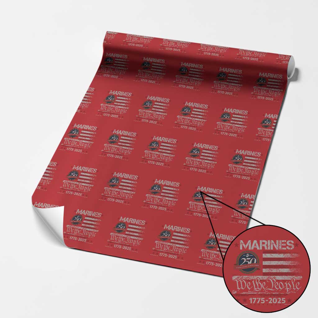 Marine Veteran 250th Anniversary Wrapping Paper Roll Retro Patriotic Military Gift American Flag TS10 Red Print Your Wear