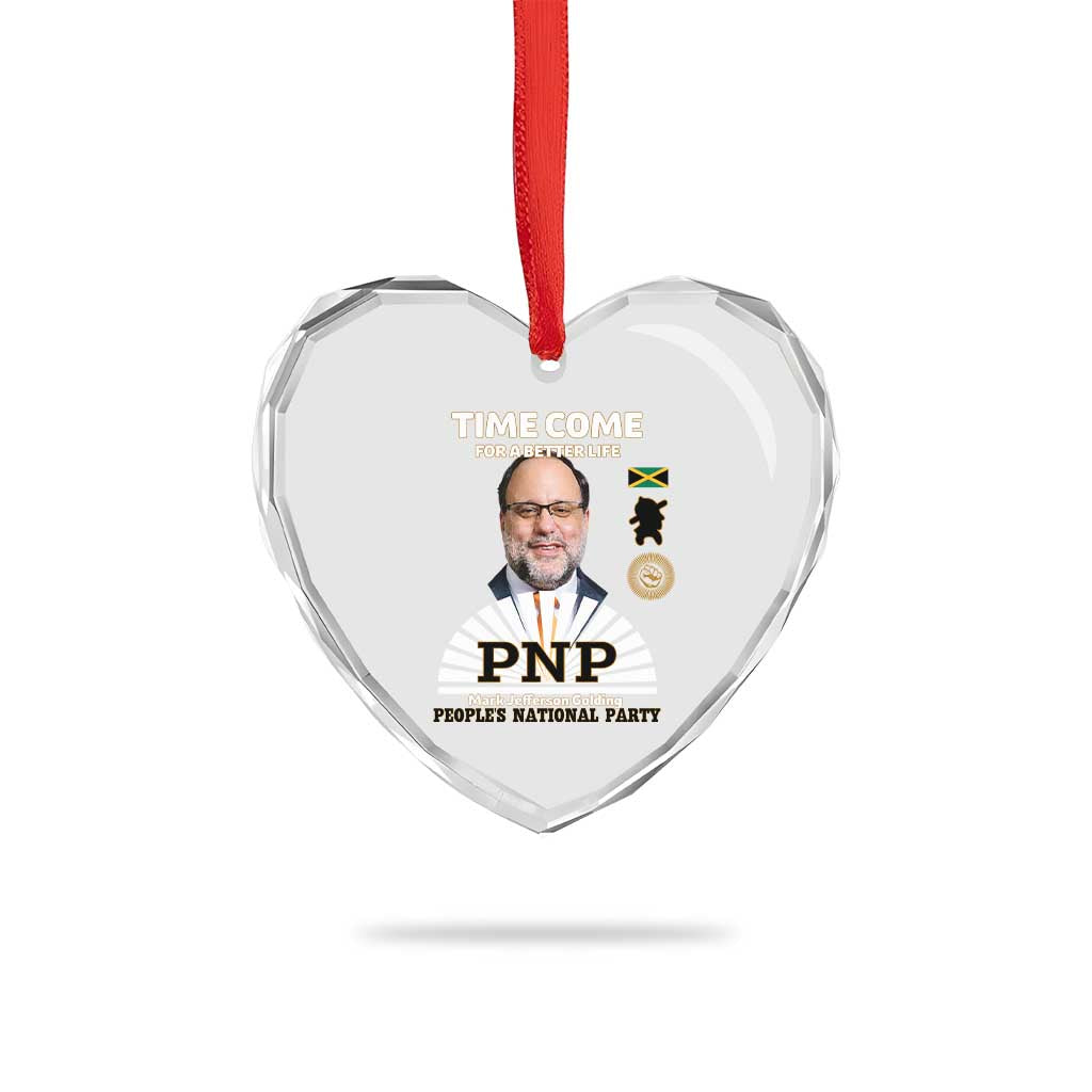 Mark Golding PNP Supporter Heart Crystal Glass Ornament Time Come for a Better Life Jamaica Politics People's National Party TS02 Print Your Wear