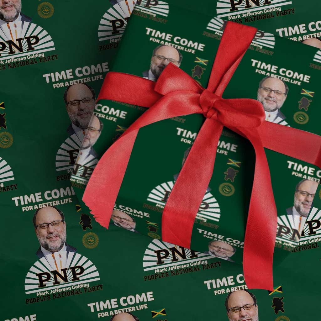 Mark Golding PNP Supporter Wrapping Paper Roll Time Come for a Better Life Jamaica Politics People's National Party TS02 Green Print Your Wear
