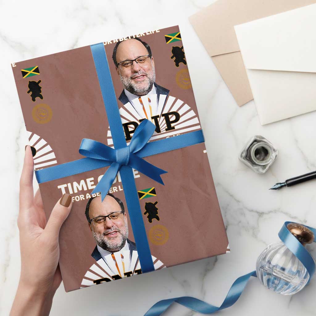 Mark Golding PNP Supporter Wrapping Paper Roll Time Come for a Better Life Jamaica Politics People's National Party TS02 Mocha Print Your Wear