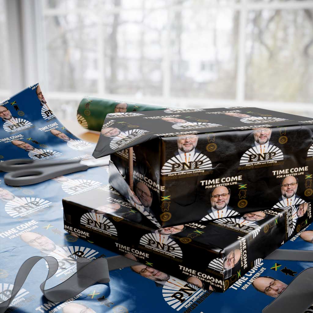 Mark Golding PNP Supporter Wrapping Paper Roll Time Come for a Better Life Jamaica Politics People's National Party TS02 Black Print Your Wear