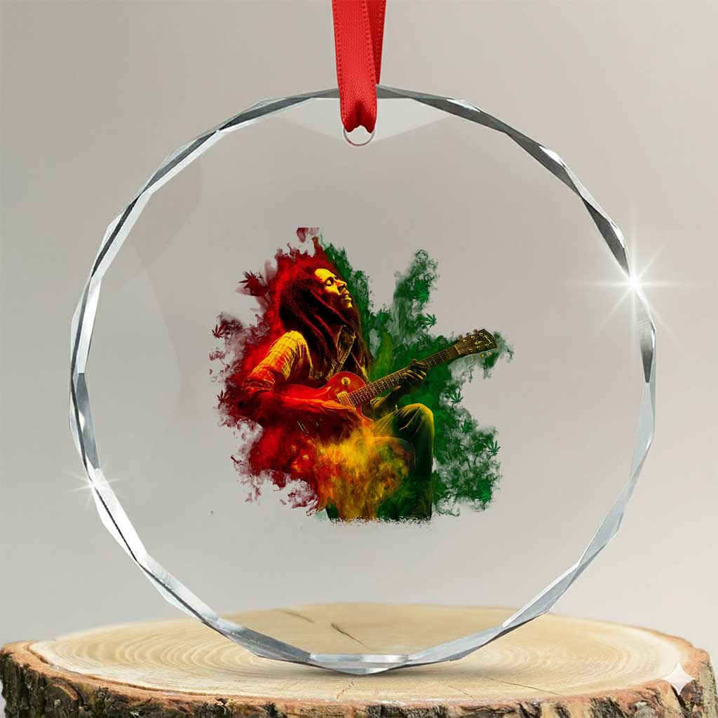 Marley Guitarist Crystal Glass Ornament Smoke Cannabis Leaf 420 Rastafari Rasta Reggae Music TS10 Transparent Glass 3'' Circle Print Your Wear