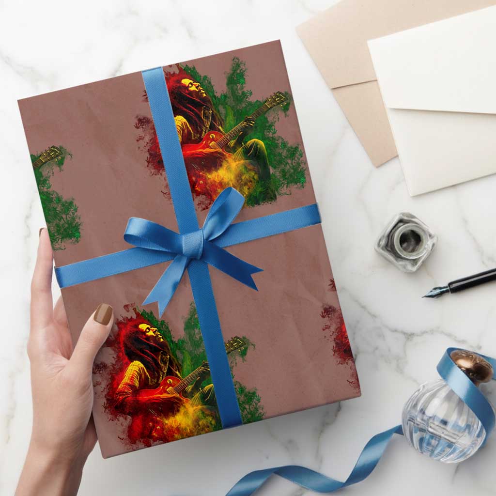 Marley Guitarist Wrapping Paper Roll Smoke Cannabis Leaf 420 Rastafari Rasta Reggae Music TS10 Mocha Print Your Wear