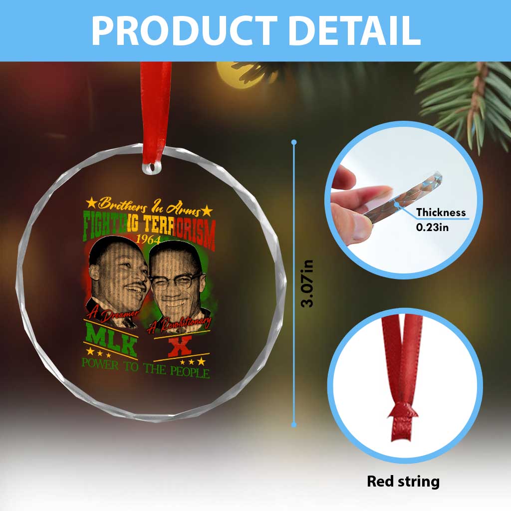 Martin Luther King And Malcolm X Crystal Glass Ornament Brothers In Arms Fighting Terrorism 1964 Black History TS11 Print Your Wear