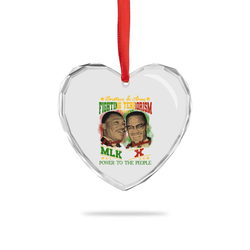 Martin Luther King And Malcolm X Heart Crystal Glass Ornament Brothers In Arms Fighting Terrorism 1964 Black History TS11 Print Your Wear