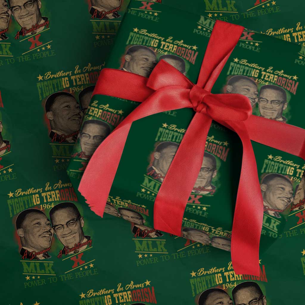 Martin Luther King And Malcolm X Wrapping Paper Roll Brothers In Arms Fighting Terrorism 1964 Black History TS11 Green Print Your Wear