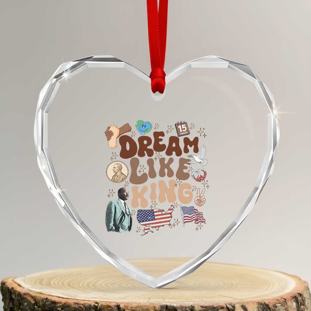 Martin Luther King Jr Heart Crystal Glass Ornament Black History Melanin African American TS14 Transparent Glass 3'' Heart Print Your Wear