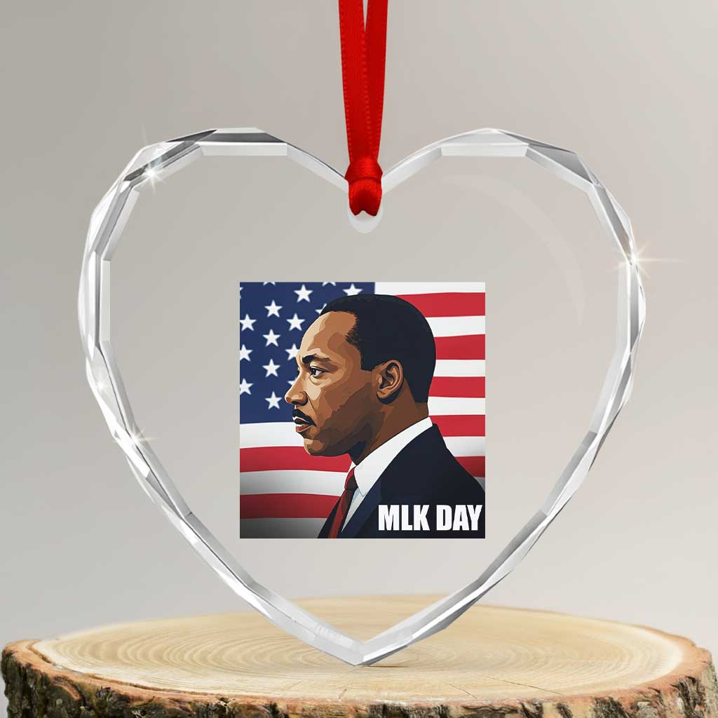 Martin Luther King Jr Heart Crystal Glass Ornament Human Rights TS14 Transparent Glass 3'' Heart Print Your Wear