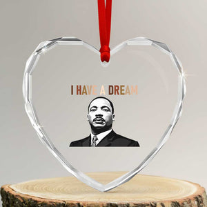 Martin Luther King Jr Heart Crystal Glass Ornament I Have a Dream Cool Melanin Black History TS14 Transparent Glass 3'' Heart Print Your Wear