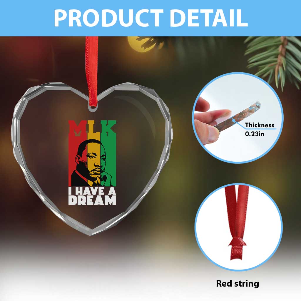 Martin Luther King Jr Heart Crystal Glass Ornament I Have Dream MLK Quote TS14 Print Your Wear