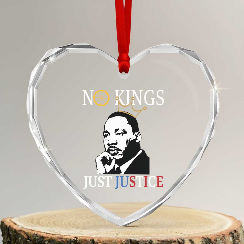 Martin Luther King Jr Heart Crystal Glass Ornament No Kings Just Justice TS14 Transparent Glass 3'' Heart Print Your Wear