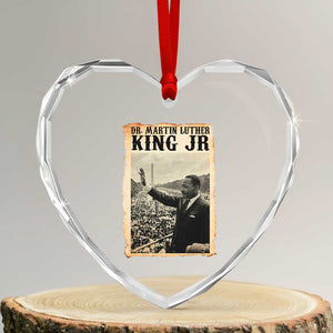 Martin Luther King Jr MLK Day Heart Crystal Glass Ornament TS14 Transparent Glass 3'' Heart Print Your Wear