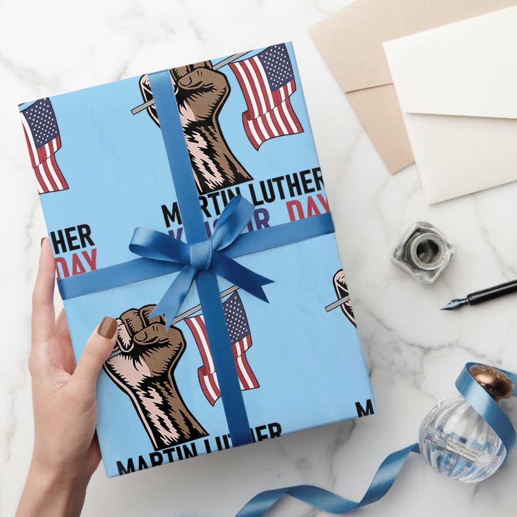 Martin Luther King Jr Wrapping Paper Roll Black History Month TS14 Light Blue Print Your Wear