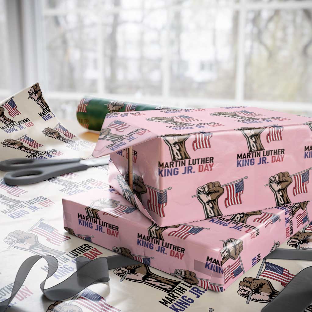 Martin Luther King Jr Wrapping Paper Roll Black History Month TS14 Light Pink Print Your Wear