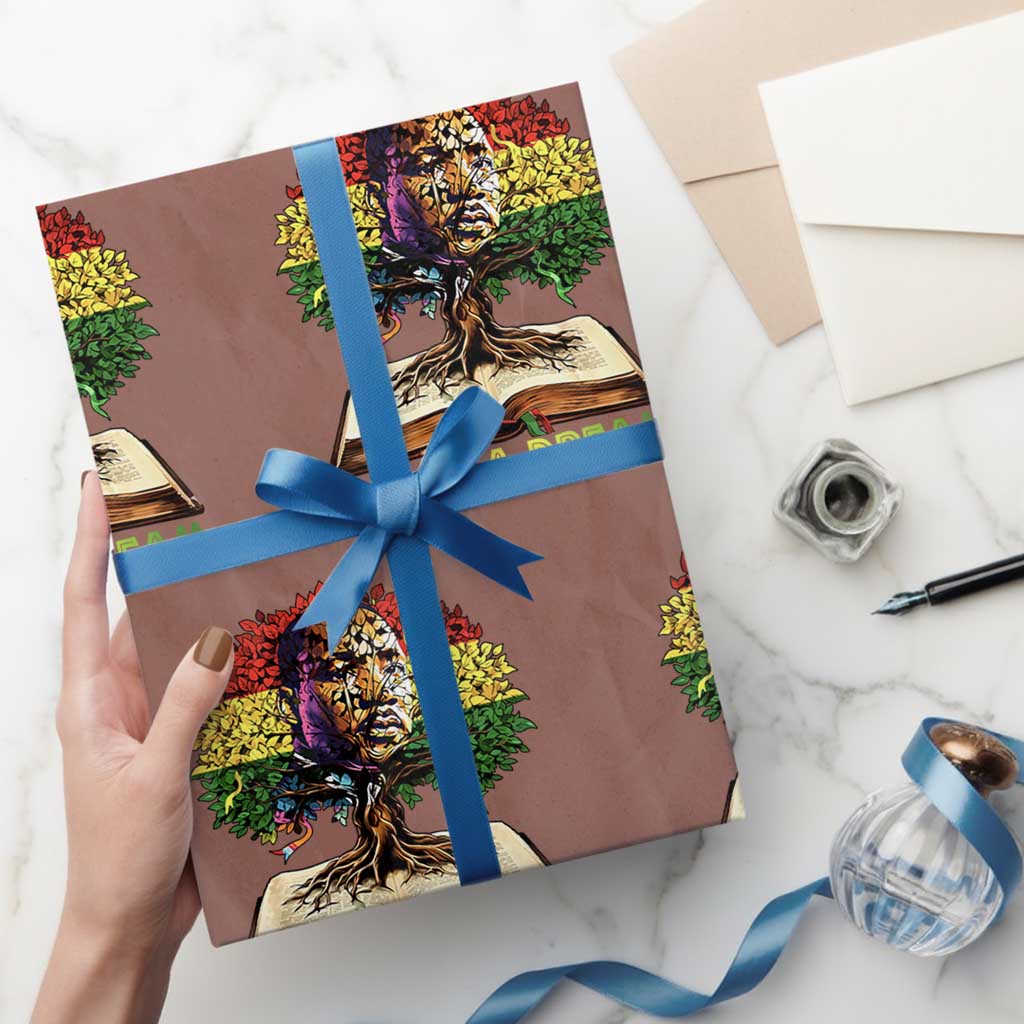 Martin Luther King Jr Wrapping Paper Roll Black History Month Melanin African TS14 Mocha Print Your Wear