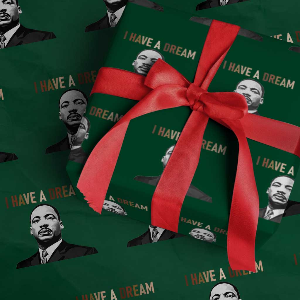 Martin Luther King Jr Wrapping Paper Roll I Have a Dream Cool Melanin Black History TS14 Green Print Your Wear